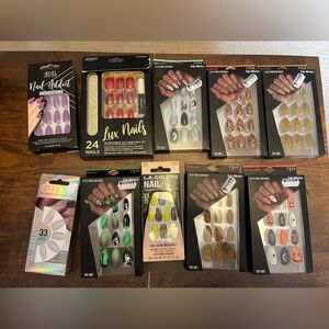 Assorted Press-On Nail Sets with halloween nails, bright solid colors & patterns